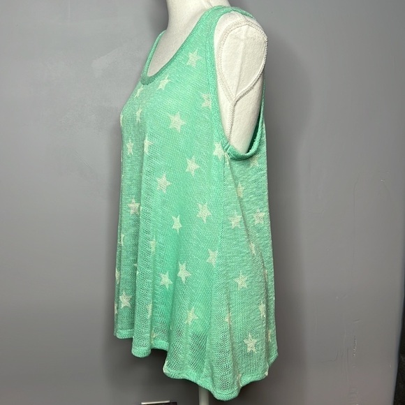 VINTAGE HAVANA LARGE MINT GREEN RACER BACK KNIT TANK TOP WITH STARS New - Picture 2 of 10